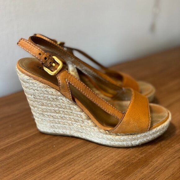 Prada Espadrille Wedge Sandals, Tan/Brown, Size 38.5 (US 8.5) - Picture 5 of 9